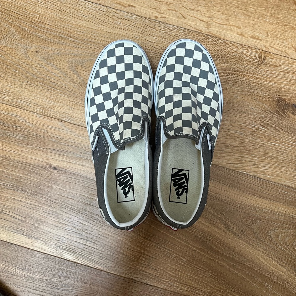 Grey and white checkered vans